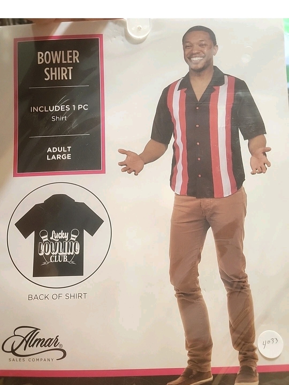 Halloween Bowler Shirt Costume Adult Large Cosplay Dress Up #4033